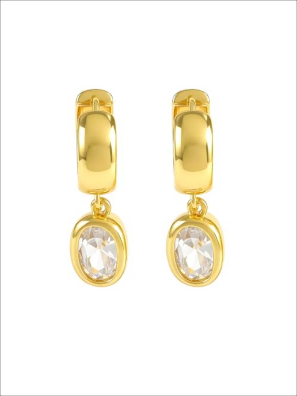 14K Gold Plated Huggie Chunky Dangle Earrings Hypoallergenic Cubic Zirconia
